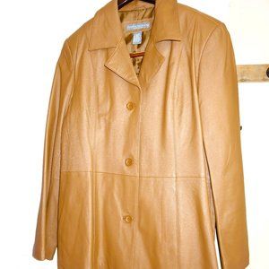 Jessica Holbrook Washable Tan Leather Jacket Size Medium